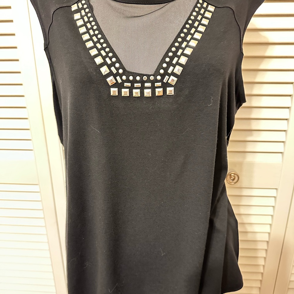 Peter Nygard Black Sleeveless Blouse with Stud Accents